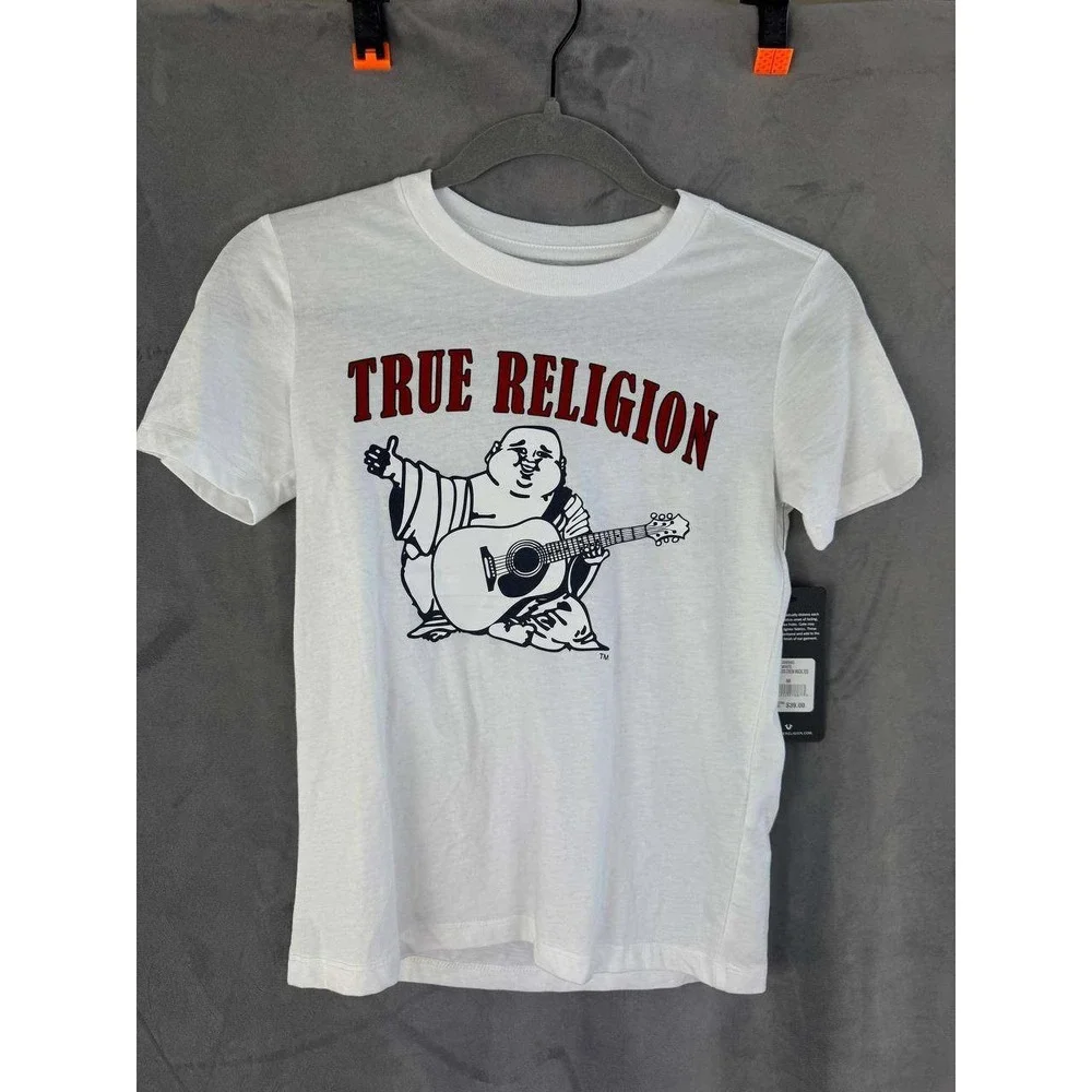 True Religion T Shirt Buddha Logo White‎ Men`s M NWT Graphic Tee Streetwear
